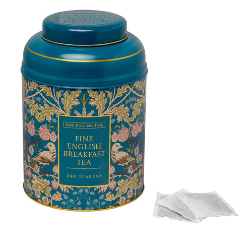 240 New English Teas Song Thrush & Berries Teal Tea Caddy with Breakfast Teabags