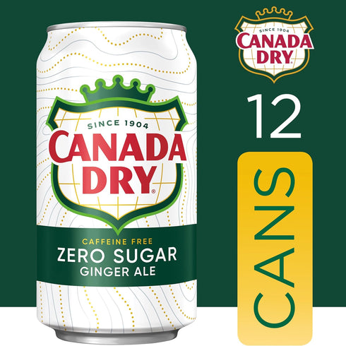 12 oz 12 pack Canada Dry Zero Sugar Ginger Ale Soda, fl cans