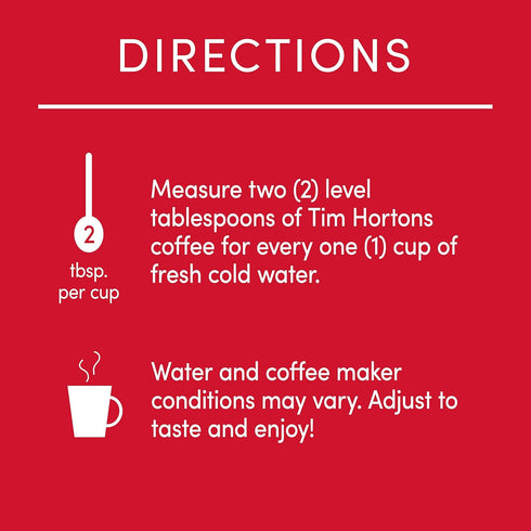 100% 12 (Pack 6) Tim Hortons Original Blend, Medium Roast Ground Coffee, Perfectly Balanced, Always Smooth, Made