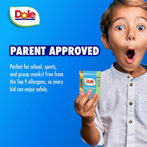 9 5 120 Dole Fruit Snacks, Tropical Flavors - Individually Wrapped Pouches - Classroom-Friendly, Top Allergen Free, No