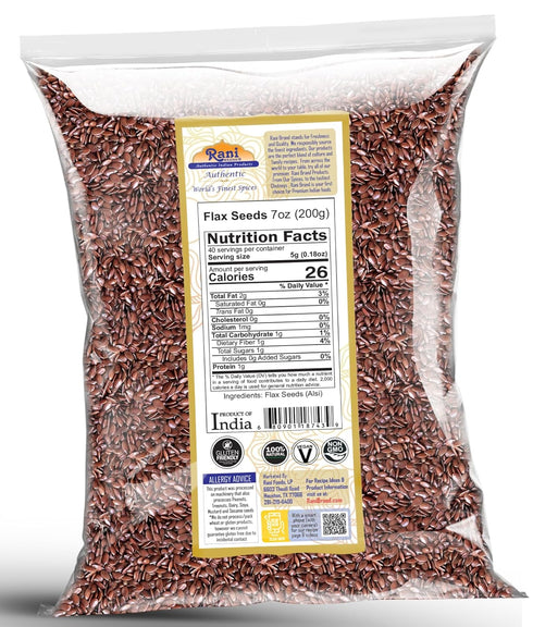 Rani Flax Seeds Whole Raw (Alsi), 7oz (200g) - All Natural, Gluten Friendly, Vegan