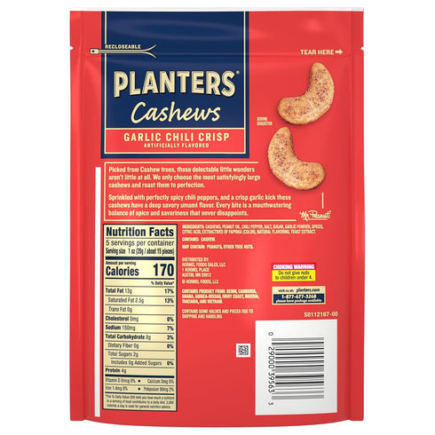 5oz PLANTERS Garlic Chili Crisp Cashews, Bag