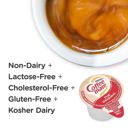 180 Nestle Coffee Mate Coffee Creamer, Original, Liquid Creamer Singles, Non Dairy, No Refrigeration, Box of Singles