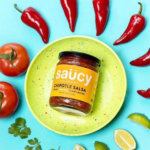 Pack 2 Saucy Gourmet Chipotle Salsa - Chef-Crafted Smoky Mexican Dip with Roasted Garlic & Fresh Ingredients - No Water