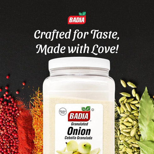 4 Badia Granulated Onion, Pound Cebolla Granulada, for Cooking, Grilling & Marinades, Perfect Flavor Enhancer