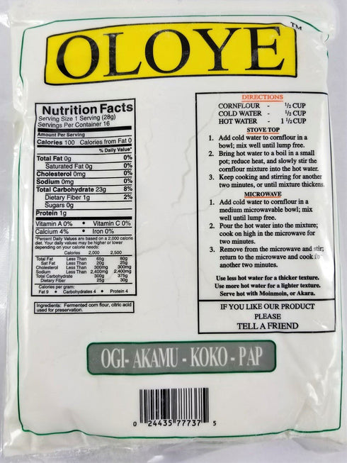 Oloye 1lb (Pack 2) Corn Flour - Fermented CornFlour