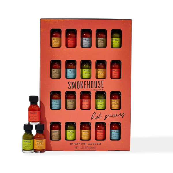 Smokehouse by Thoughtfully, Hot Sauce Gift Set, Flavors Include Garlic Herb, Bacon
