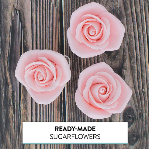 2 Inch, 8 Count Global Sugar Art Peace Rose Sugar Cake Flowers Pink by Chef Alan Tetreault