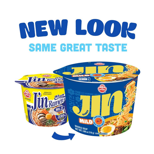 13-Hour Simmered 5 3.88 oz (Pack 6) OTOKI Jin Ramen Mild Bowl Authentic Korean Instant Noodles with Beef Bone Broth