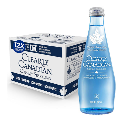 Clearly Canadian Sparkling Flavored Water, 11 oz Glass Bottles Variety of Refreshing