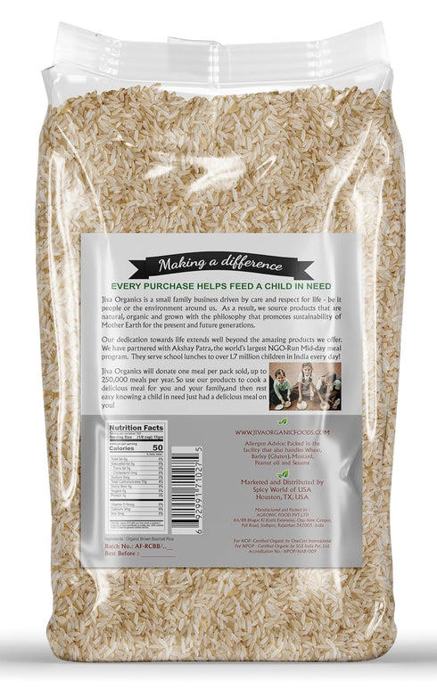 10 Jiva Organic Brown Basmati Rice Pound Bag - Premium Quality from India