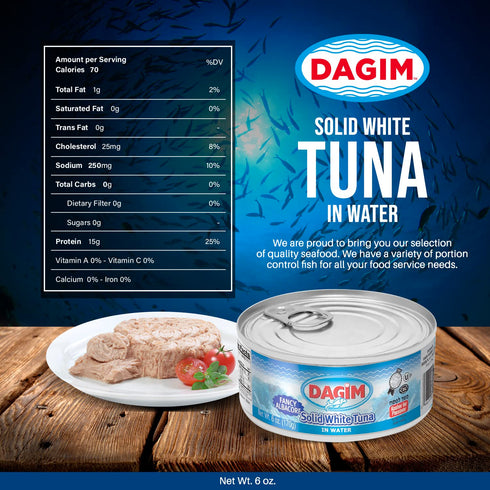 Dagim Albacore 6 oz. Pack 12 Solid White Tuna in Water Fancy Tuna Fish Can Kosher for Passover