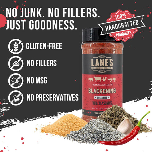 Lane's Blackening Seasoning for Fish, 10.2 oz - Handcrafted for Chicken, Beef, Seafood & Steak