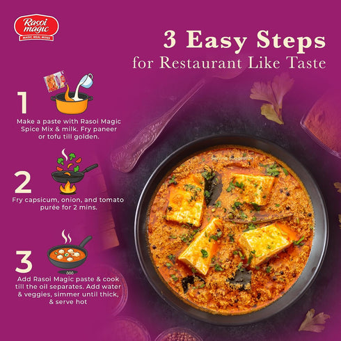 (Pack 3) 15 50g Packet Rasoi Magic Spice Mix for Amritsari Paneer Tikka of | Ready to cook | No Added Preservatives, No