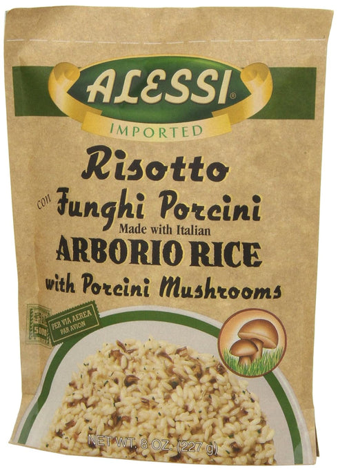 8oz Pack 1) Alessi Autentico, Premium Seasoned Risotto, Italian Arborio Rice, Easy to Prepare, (Porcini Mushroom