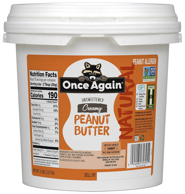 Once Again Natural, Creamy Peanut Butter, 5lb Pantry Pal (same as 5
