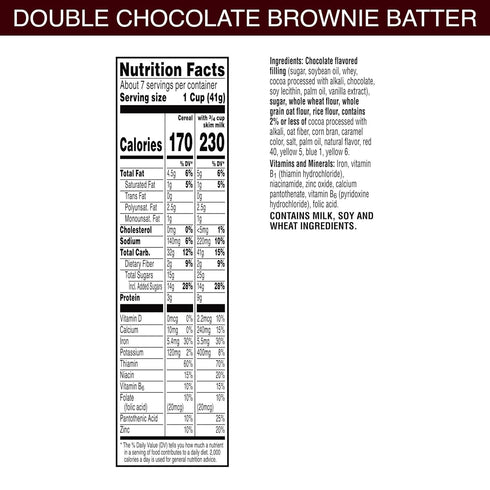 10.5oz Krave Cold Breakfast Cereal, Chocolate Cereal, Kids Snacks, Double Chocolate Brownie Batter, Box