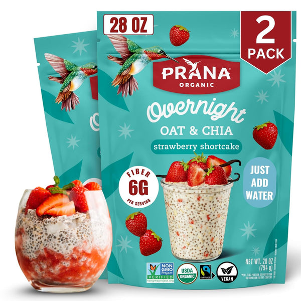 Prana Organic Overnight Chia with Oats Strawberry Shortcake | 28 oz Bags