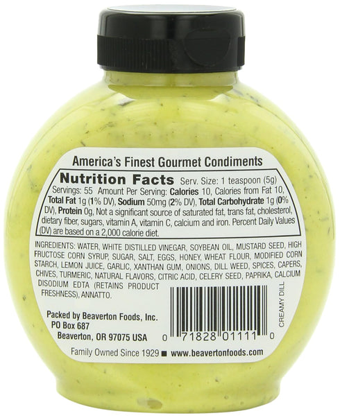9.75 (Pack 6) Inglehoffer Creamy Dill Mustard with Lemon & Capers, Ounce Squeeze Bottle