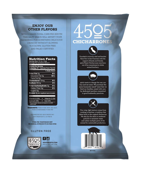 4505 1.1 oz Meats Chicharrones Fried Pork Rinds, Sea Salt