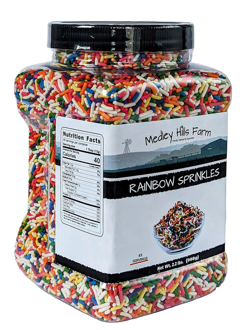 Rainbow sprinkles by Medley Hills farm in Reusable Container 2.2 Lbs. -