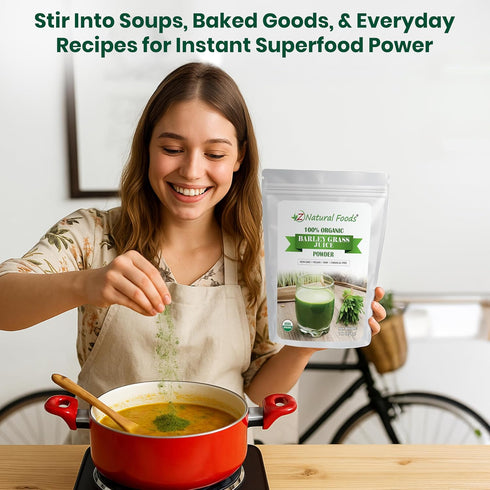 1 lb Z Natural Foods Organic Barley Grass Juice Powder - Made in USA, USDA Organic Nutrient-Dense Green Drink Mix