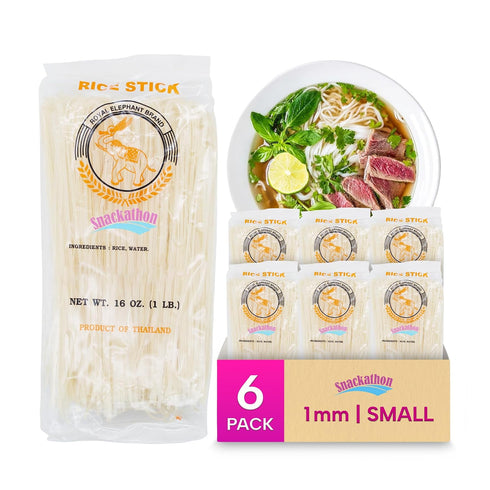 Pho Rice Stick Noodles, 1mm width, 16 Ounce Each, Pack of 6