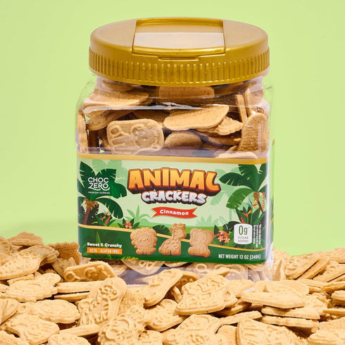 12 (Pack 1) ChocZero Animal Crackers Cookies, Cinnamon Flavored, Gluten Free, Low Carb, No Added Sugar, Ounce