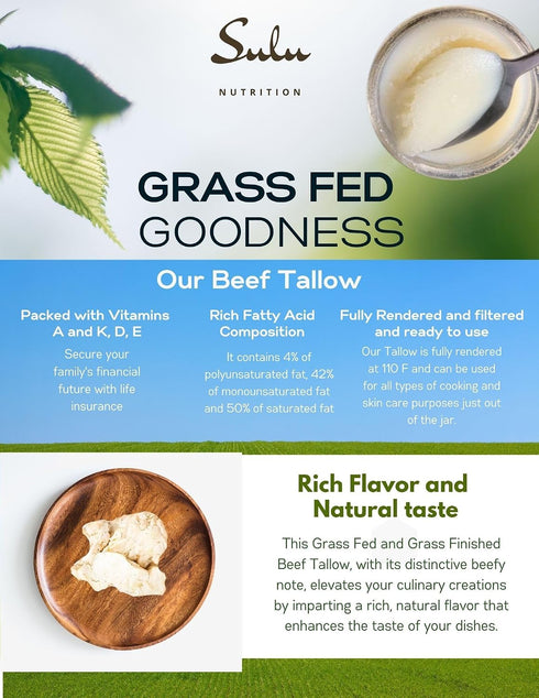 100% (4 lbs) Pure Fully Rendered Grass Fed Grass Finished Beef Tallow