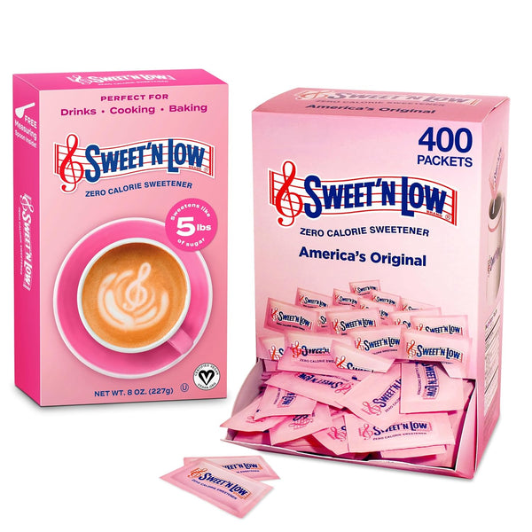 SweetN Low Bundle, 400 Sweetener Packets for Coffee & Tea + 8