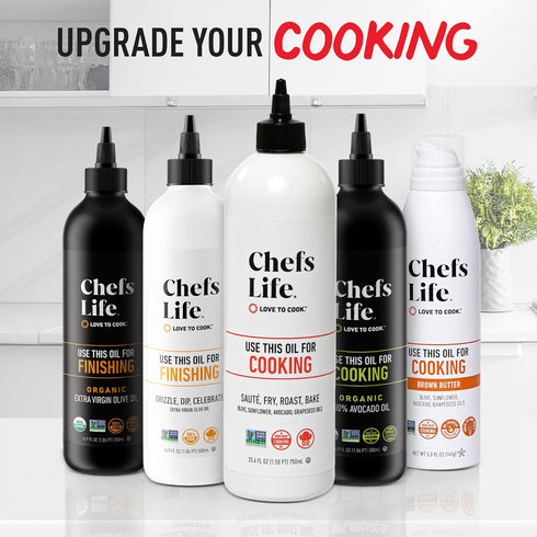 2 Pack Set 16.9 Oz (2 Set) Chefs Life Cooking Oil & Finishing Oil - Extra Virgin Olive and Avocado Oil, Gift