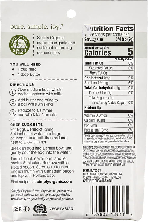 Simply Organic Organic Hollandaise Sauce Mix, 0.74 OZ