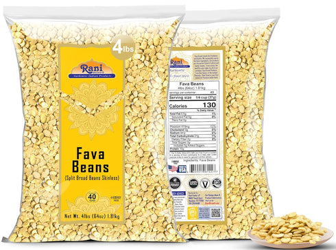 64oz (4lbs) 1.81kg Rani Fava Beans (Split Broad Beans Skinless) Bulk ~ All Natural | Gluten Friendly | Non-GMO | Kosher