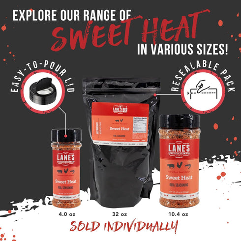 10.4 Oz Lane's Sweet Heat Rub Seasoning, All-Natural BBQ Brisket Rub Goes Well with Butt Rub Seasoning, No MSG Brisket