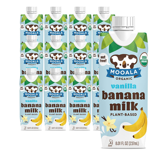 Mooala - Organic Vanilla Bananamilk, Lunchbox Friendly, Shelf-Stable, Non-Dairy, Nut-Free, Plant-Based Beverage,