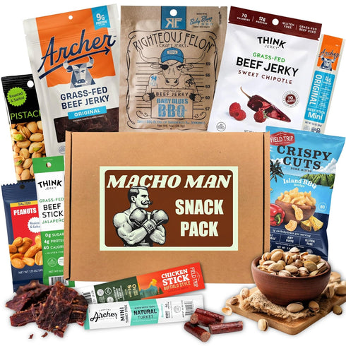 Macho Man Snack Pack Jerky Gift Box - High Protein Snacks for