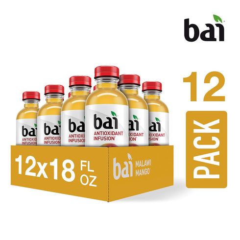 18 (Pack 12) Bai Flavored Water, Malawi Mango, Antioxidant Infused Drinks, Fluid Ounce Bottle