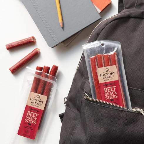 6-Pack packages Hickory Farms Beef Sticks | High-protein snack, gluten free, meat sticks for snacking, made