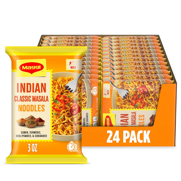 Maggi Indian Classic Masala Noodles, Instant Noodles, 3 Min Indian Noodles, Mildly