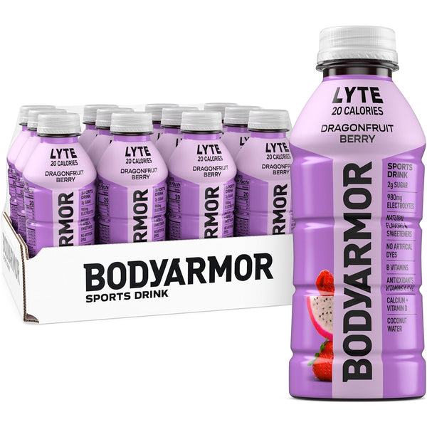 BODYARMOR LYTE Sports Drink Low-Calorie Sports Beverage, Dragonfruit Berry, Coconut Water Hydration,
