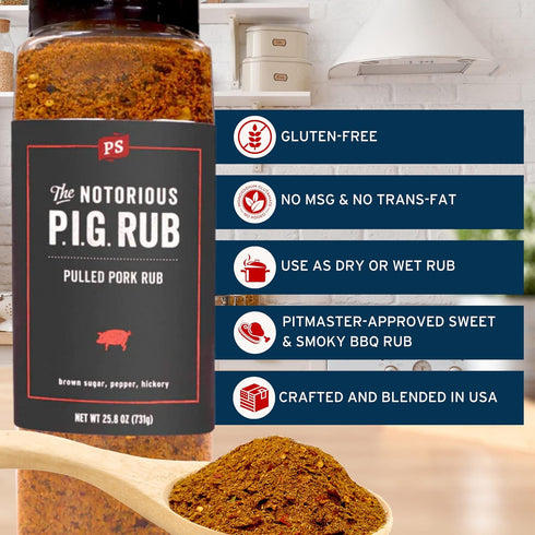 25.8oz PS Seasoning Notorious PIG - Pulled Pork Seasoning & Dry Rub - Pulled Pork Seasoning, BBQ Rubs for Smoking