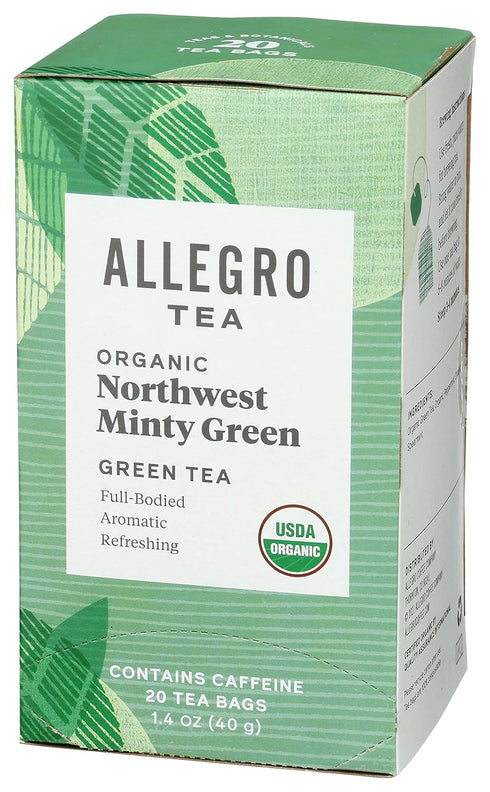 Allegro Tea, Organic Northwest Minty Green Tea Bags, 20 Count