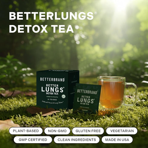 15 (Pack 2) Betterbrand Mullein Tea Bags for Lung Detox - Respiratory Support with Thyme, Elderberry, Ginseng, Ginger
