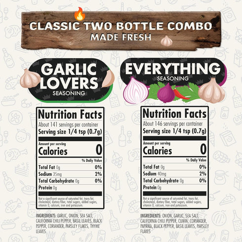 Pack 2 Set Classic Combo of Herb, Spice and Seasoning Gift - Everything, Garlic Lovers - Premium All Natural & Healthy