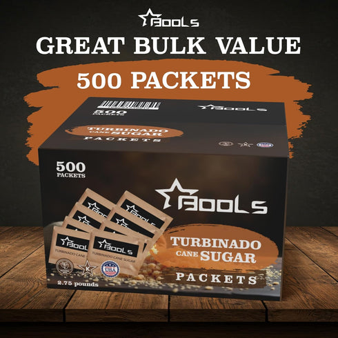Generic Packets 500 Count, Raw Sugar Individually Wrapped Turbinado Cane Sugar Perfect for Coffee, Tea, and On-the-Go