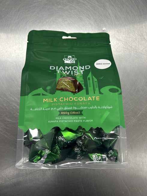 Generic Packet Diamond Twist Pistachio Kunafa Dubai Chocolate Small Bars Premium Middle Eastern Dessert with Crunchy