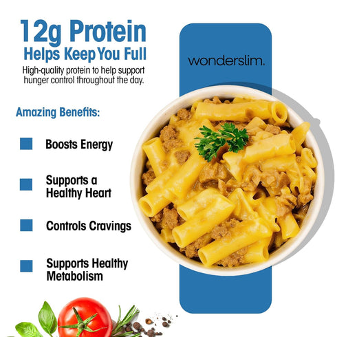 140 12g (7ct) WonderSlim Protein Pasta, Cheese Steak Macaroni, Calories, Protein
