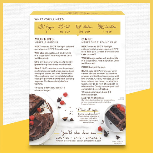 Simple Mills Chocolate Muffin & Cake Mix, Almond Flour Baking Mix - Gluten Free, Plant Based, 11.2 Ounce (Pack of 1)