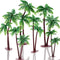 Jovitec 16 Pieces Small Green Palm Tree Cake Topper, 5.5 Inch Hawaiian Tropical Coconut Tree Decorations