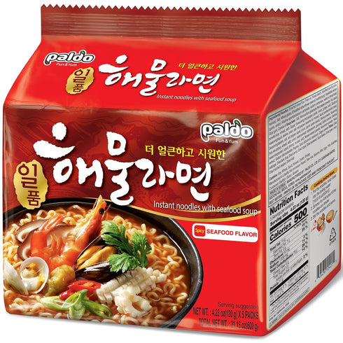 Paldo Seafood Noodles, 120g 4.23oz (Pack of 20)